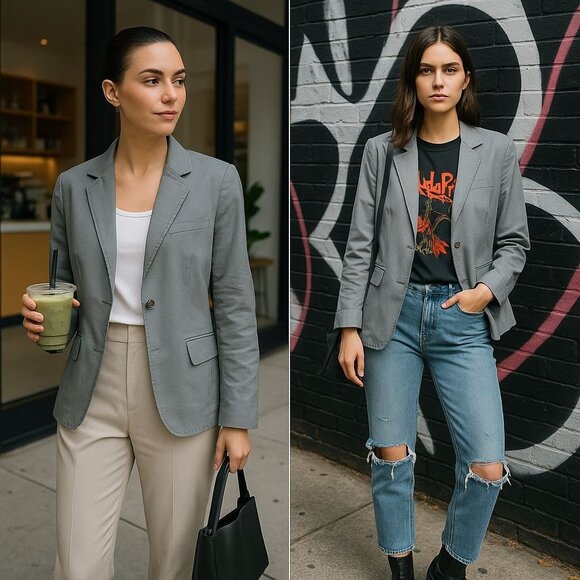 CAbi Women’s Gray Blazer Jacket XL Single-Button | Quiet Luxury Officecore - Picture 1 of 14